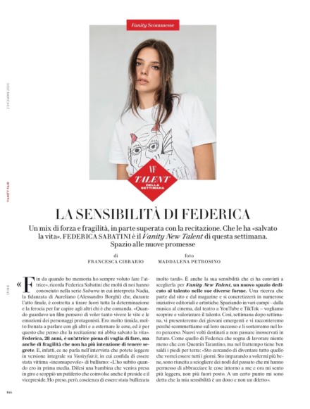 FEDERICA SABATINI SU VANITY FAIR