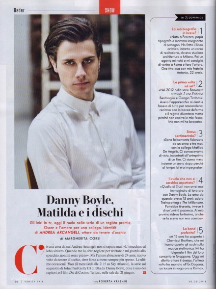 ANDREA ARCANGELI SU VANITY FAIR