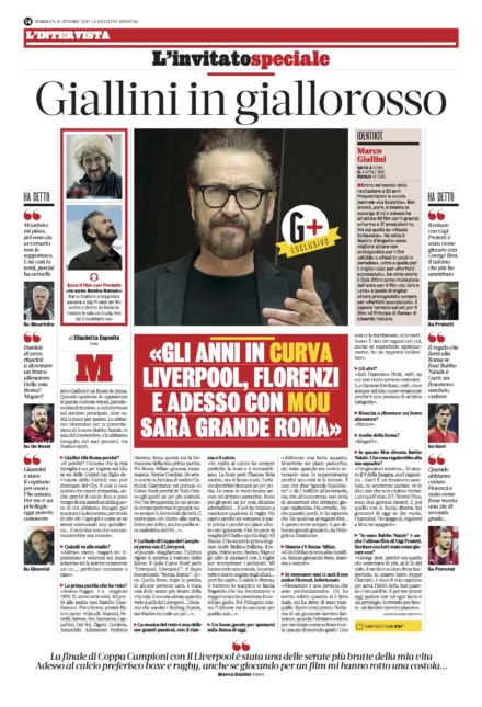 MARCO GIALLINI SU LA GAZZETTA SPORTIVA