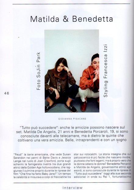 MATILDA DE ANGELIS E BENEDETTA PORCAROLI SU L’OFFICIEL