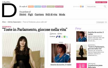 SABRINA IMPACCIATORE IN HOMEPAGE DI D DI REPUBBLICA