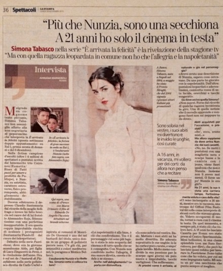 SIMONA TABASCO SU LA STAMPA