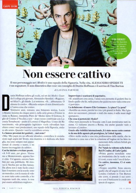 ALESSANDRO SPERDUTI SU VANITY FAIR