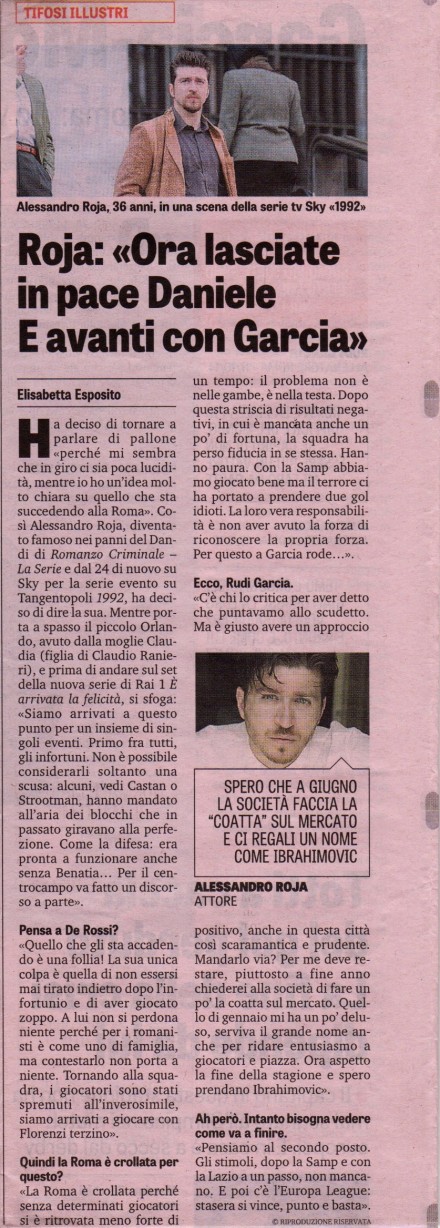 ALESSANDRO ROJA SU LA GAZZETTA DELLO SPORT